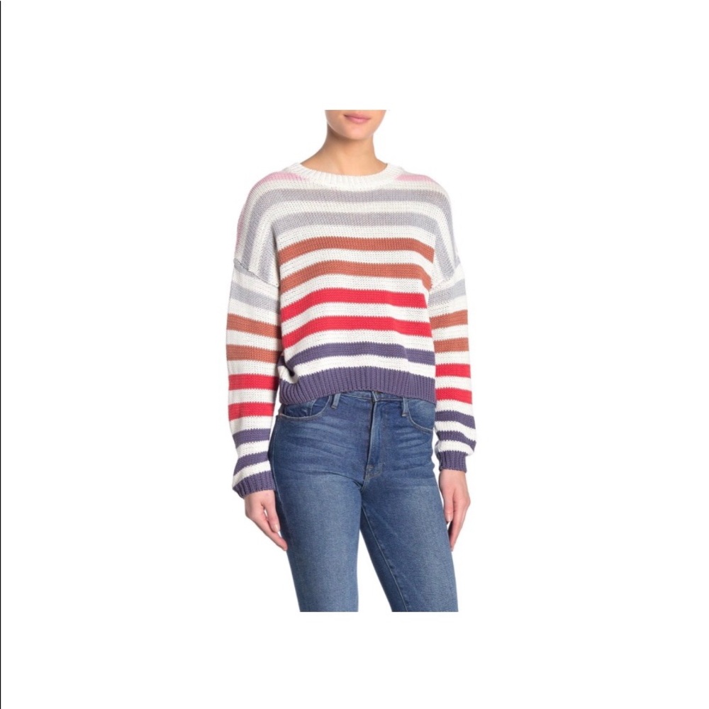 NWT John & Jenn open knit multi strip sweater - Picture 5 of 6